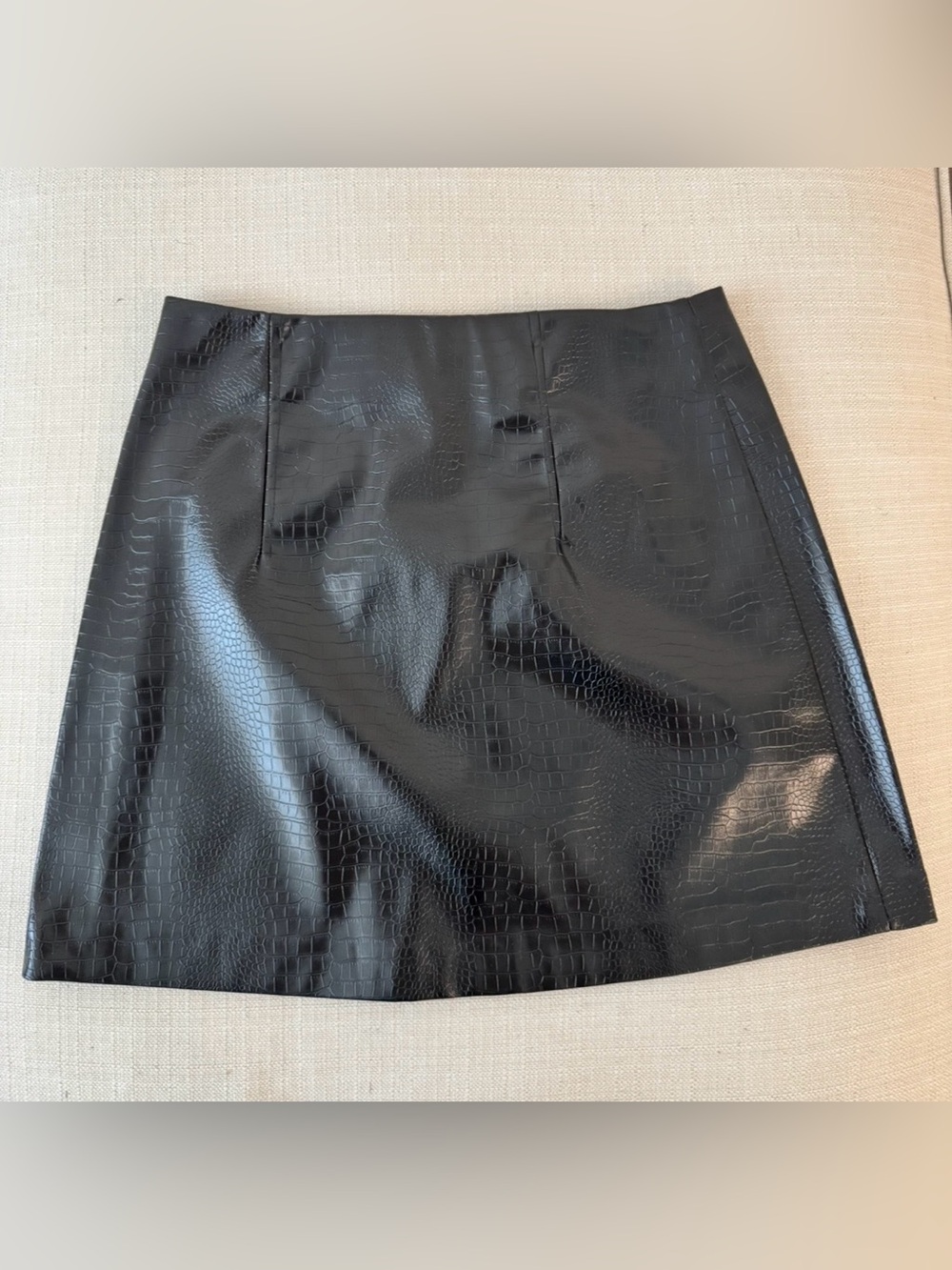Lefties Black Faux Croc Mini Skirt Size XS